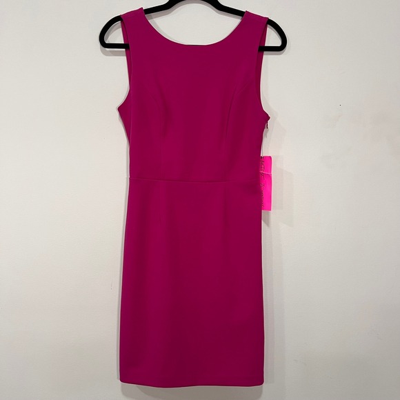 Betsey Johnson Dresses & Skirts - Betsey Johnson Fuchsia Pink Crossover Cutout Back Sheath Dress Womens Size 6 NWT